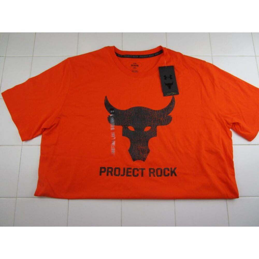 Under Armour Project Rock Brahma Bull Orange T-Shirt Men's XL